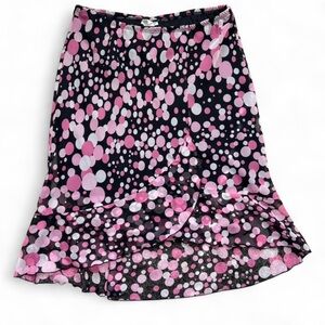 David Loren Pink Black Polka Dot Women's Midi Skirt Size Large Retro Y2K Skirt